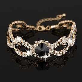 Elegant and Delicate Alloy Diamond Bracelet with Water Drill for Women