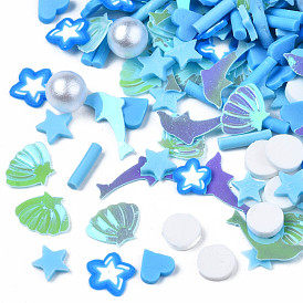 Hechos a mano de la arcilla del polímero cabujones, accesorios de decoración de uñas de moda, con perlas de imitación de plástico y plástico abs, formas mixtas