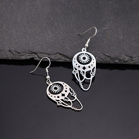 304 Stainless Steel Dangle Earrings for Women, Woven Web Shape