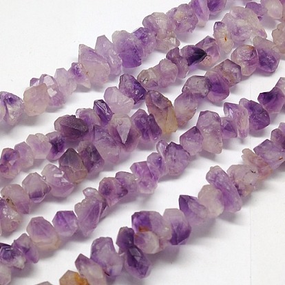Natürlichen Amethyst Perlen Stränge, Nuggets, 13~16x9~16x6~12 mm, Bohrung: 1 mm, ca. 48 Stk. / Strang, 15.3 Zoll