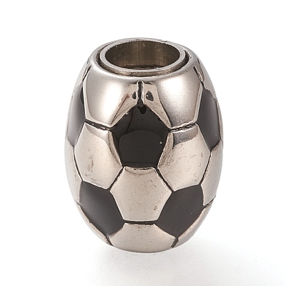 304 Stainless Steel Magnetic Clasps with Glue-in Ends, with Enamel, Oval, Football