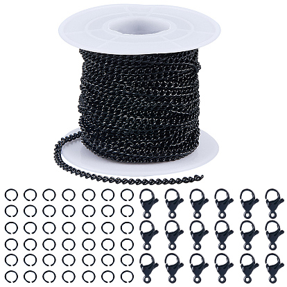 10м электрофорез несваренных железных цепей, с 50 соединительными кольцами, 20шт. застежек-клешней для лобстеров и 1шт. пластиковых катушек