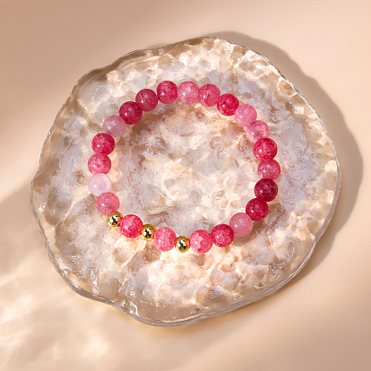 Браслеты из натурального агата с цветущей вишней и круглыми бусинами для женщин