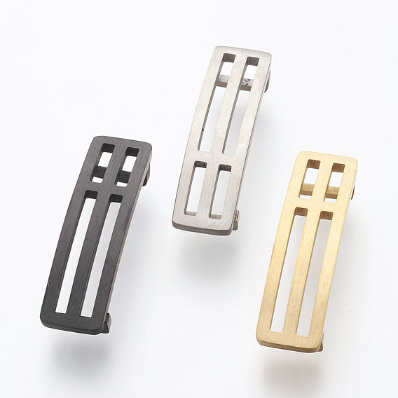 304 Stainless Steel Slide Charms, Rectangle with Cross