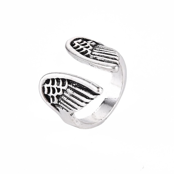 Vintage Wing Cuff Finger Rings for Women, Rack Plating Alloy Open Rings