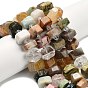 Нити бусин из натурального желтого гематоидного кварца, белого лунного камня, кварцевого кристалла, зеленого опала, многолунного камня и родонита, самородки, граненые, с пластиковой бисера