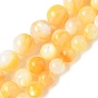 Natural Yellow Shell Beads Strands, Smooth Round