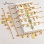 304 Stainless Steel & Synthetic Turquoise Charm Cable Chain/Paperclip Chain Bracelets for Women, Real 18K Gold Plated