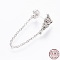 925 Sterling Silver Stud Earrings, with S925 Stamp, with Cable Chains, Leopard