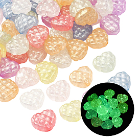 100шт. светящиеся прозрачные акриловые бусины, сердце, с блеском порошок, светится в темноте