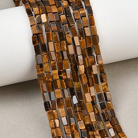 Natural Tiger Eye Beads Strands, Cuboid