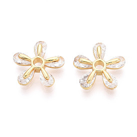 Латунные микропаве из прозрачного кубического циркония, цветок