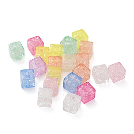 Transparent Crakle Acrylic Beads, Cube