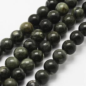 Natural Green Wood Lace Stone Beads Strands, Round