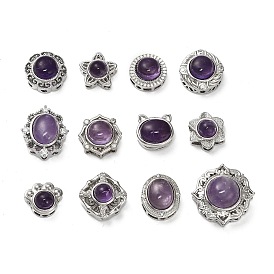 Латунные многорядные звенья из натурального аметиста, платина