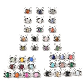 Natural Gemstone Brooches, with Alloy Findings, Spider, Antique Silver
