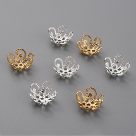 Brass Fancy Bead Caps, 5-Petal Flower