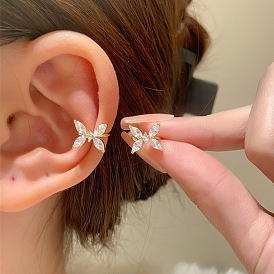 Fashionable Zircon Butterfly Clip-on Earrings - Cute, Elegant, No Piercing Required.