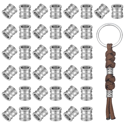 40Pcs 201 Stainless Steel European Styles Beads, Large Hole Beads, Column