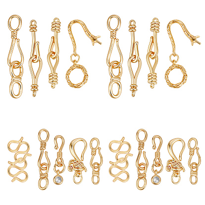 18 шт. 9 стили латунные застежки с крючками и S-образными крючками, без никеля 
