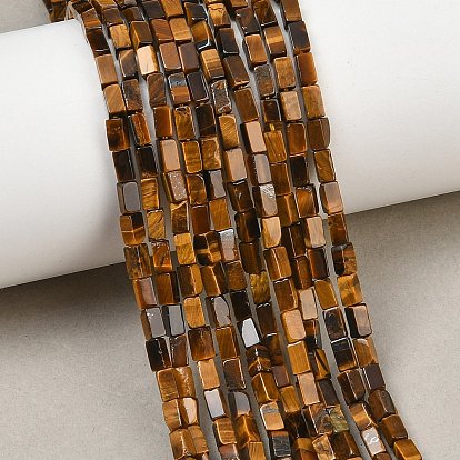 Natural Tiger Eye Beads Strands, Cuboid