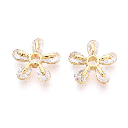 Латунные микропаве из прозрачного кубического циркония, цветок