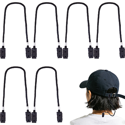 10Pcs Polyester Windproof Hat Strap, with Iron Clips, for Hat Accessories