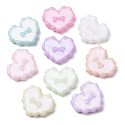 Undurchsichtige emaillierte Acrylperlen, Herz mit bowknot