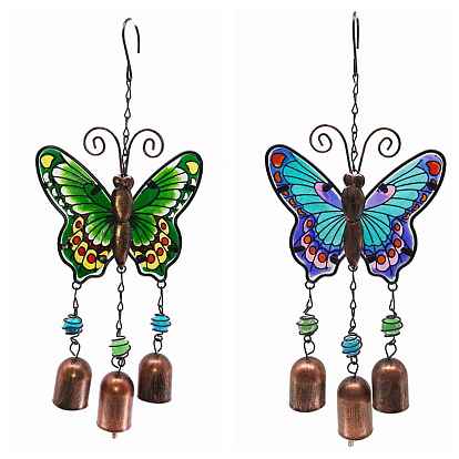 Butterfly Wind Chime, Glass & Iron Art Pendant Decoration, for Home Yard Balcony Outdoor