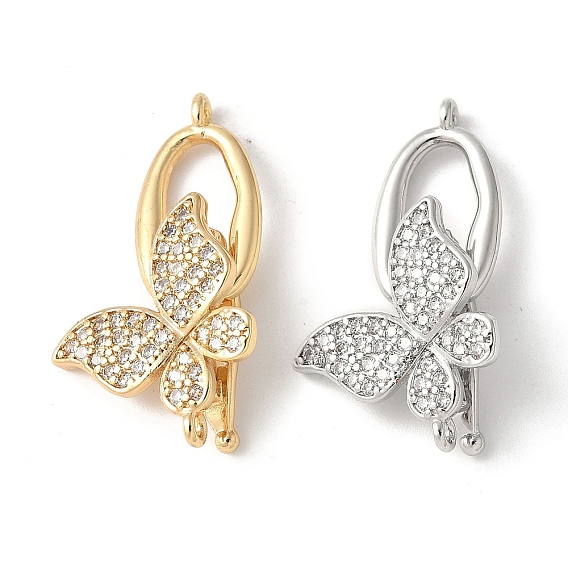 Латунный паве из прозрачного кубического циркония с застежками, без свинца и без кадмия, долговечный, стойки покрытие, бабочка