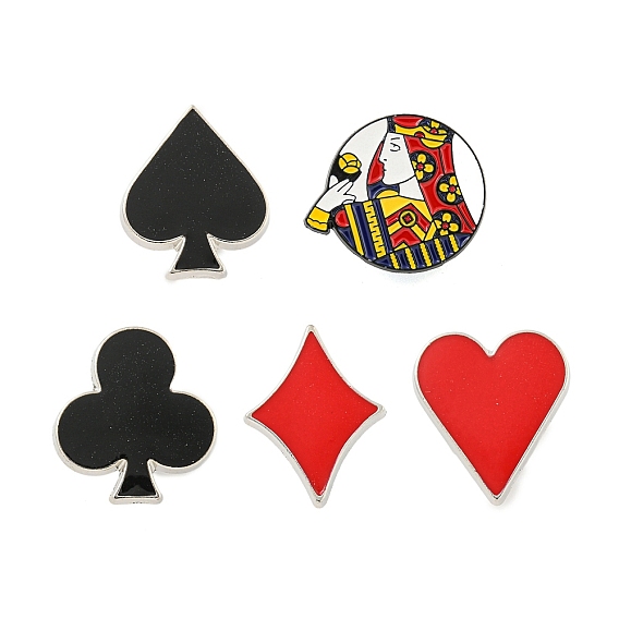 Броши из черного сплава покера, эмалированные булавки для рюкзака для одежды