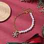 Рождественские АБС-пластиковые браслеты с имитацией жемчуга и железных цепочек, снежинка подвеска ювелирное изделие для женщин