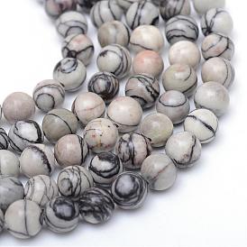 Brins de perle en pierre de soie noire naturelle