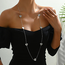 Ретро-сердцевидные двухслойные свитера железные цепочки ожерелья, платина