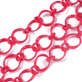 Eco-Friendly Alloy Spray Painted Link Chains, with Spool, Unwelded