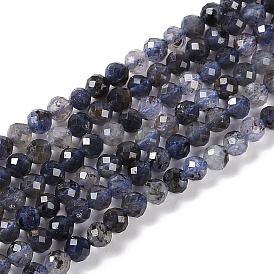 Natural Iolite Beads Strands, Faceted, Round