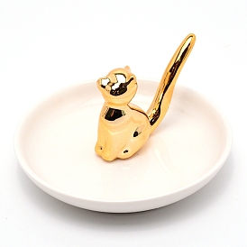 Porcelain Cat Ring Holder, Jewelry Tray, for Holding Small Jewelries, Rings, Necklaces, Earrings, Bracelets, Trinket, for Women Girls Birthday Gift