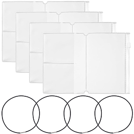 4 шт. нейлоновые эластичные веревки для блокнота путешественника, с 4шт. прямоугольных карманов для файлов из ПВХ