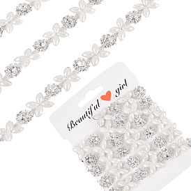 Железные цепочки-чашки с цветочным узором и стразами, с пластиковой имитацией жемчуга, аксессуары для костюма