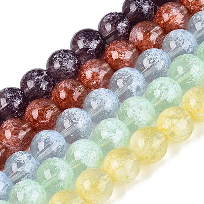 Brins de perles de verre transparentes à moitié peintes à la bombe, ronde
