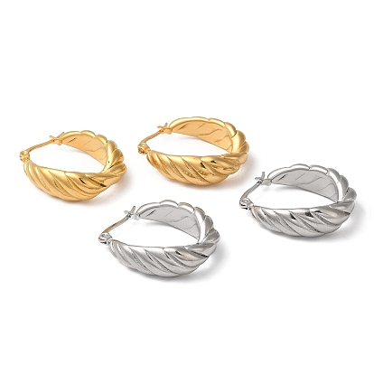 304 овальные серьги-кольца из нержавеющей стали с желобками