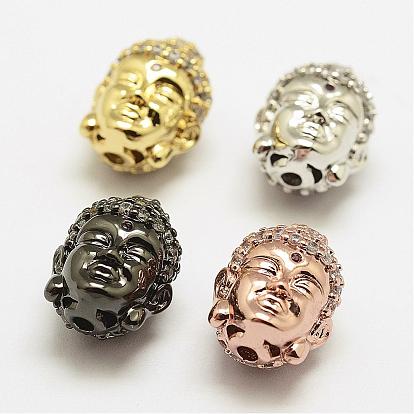 Латунные микро проложить класса AAA кубического циркония бусы, Голова Будды, без кадмия, без никеля и без свинца