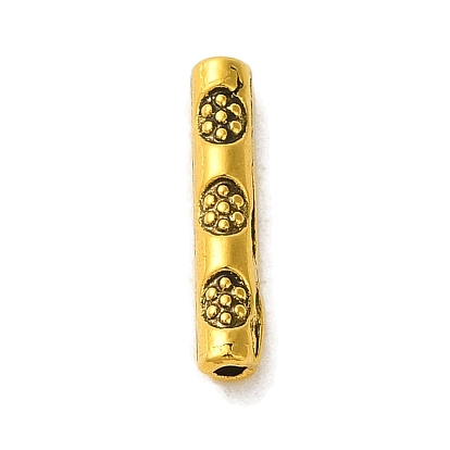 Tibetan Style Alloy Carved Flower Tube Beads, Cadmium Free & Nickel Free & Lead Free