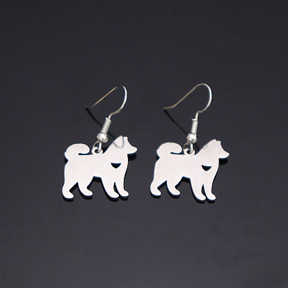 304 Stainless Steel Dangle Earrings for Women, Dog