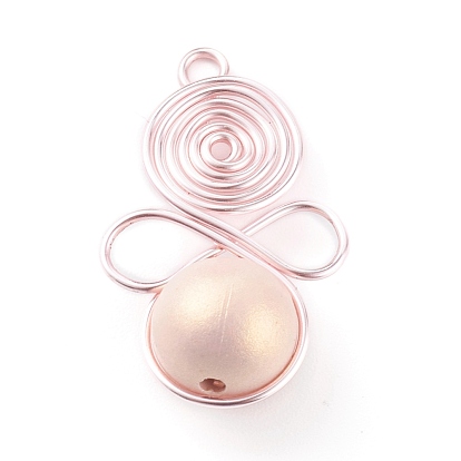Pendentifs acryliques, avec du fil de cuivre en fil de cuivre, ronde