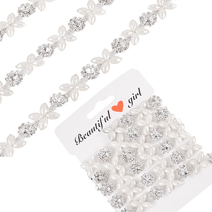 Железные цепочки-чашки с цветочным узором и стразами, с пластиковой имитацией жемчуга, аксессуары для костюма