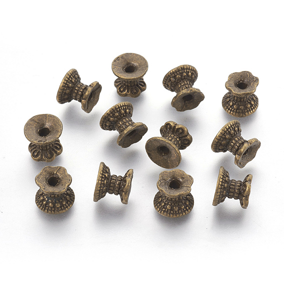 Tibetan Style Alloy Waist Drum Beads, Cadmium Free & Lead Free, 9.5x8mm, Hole: 2.5mm, about 600pcs/1000g