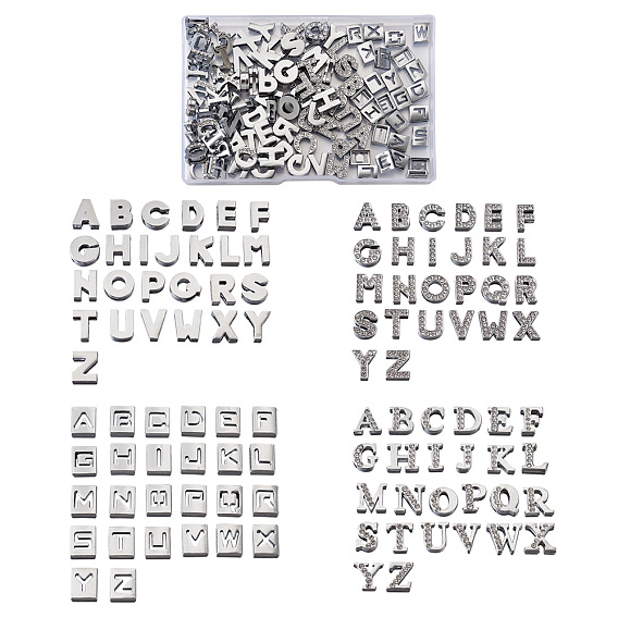 Брелоки из экологически чистого цинкового сплава, со стразами, с покрытием платиным, алфавит