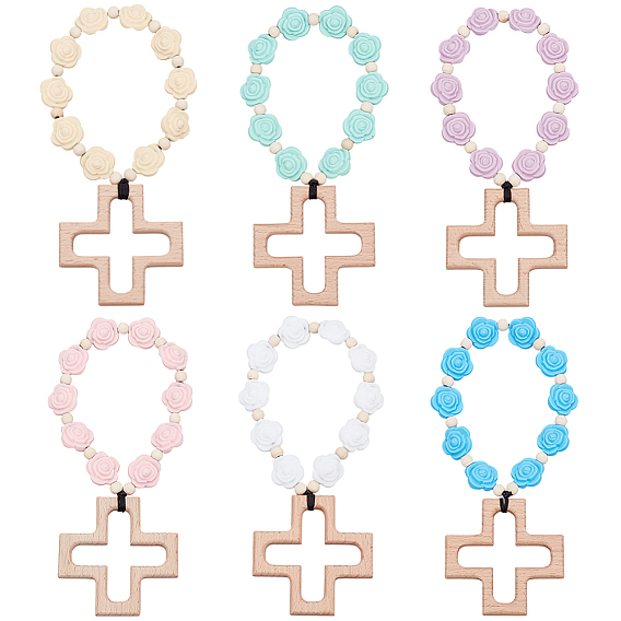 6шт. силиконовые и деревянные подвесные украшения