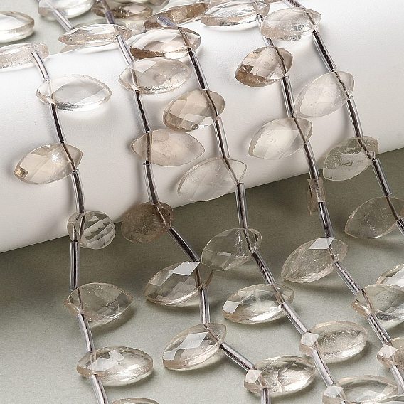 Природный дымчатый кварц нитей бисера, граненые, лошадиный глаз , Топ пробуренной, с пластиковыми трубчатыми бусинами